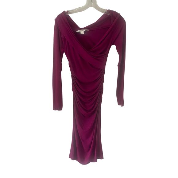 Diane von Furstenberg DVF Bentley Plum Ruched Stretch Jersey Bodycon Dress P (0) - Picture 2 of 8